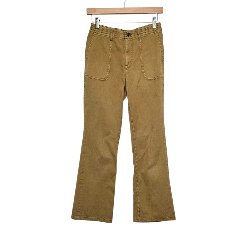 Prana Women Tan Organic Cotton Blend Flare Leg‎ Pants Size 0
